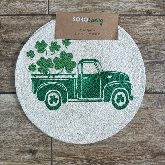 SoHo Living St. Patrick's Day Placemats set of 2 Farmhouse Green Table Decor - Picture 9 of 9